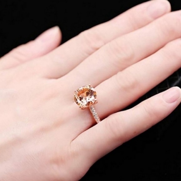 NEW 18K 6CT ROSE GOLD HUGE MORGANITE DIAMOND RING - Picture 4 of 4